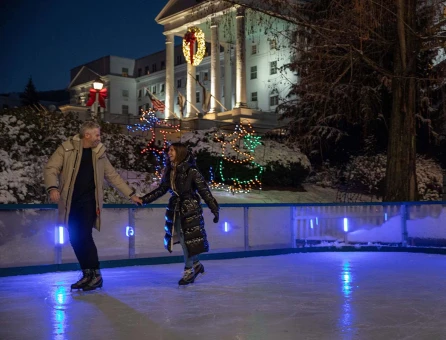 couple ice skating at the greenbfier