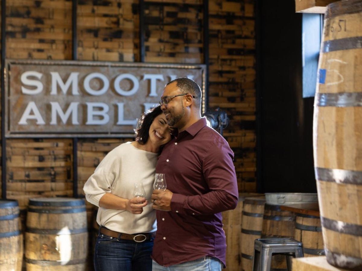 Couple enjoying Smooth Ambler tasting in Lewisburg, WV.