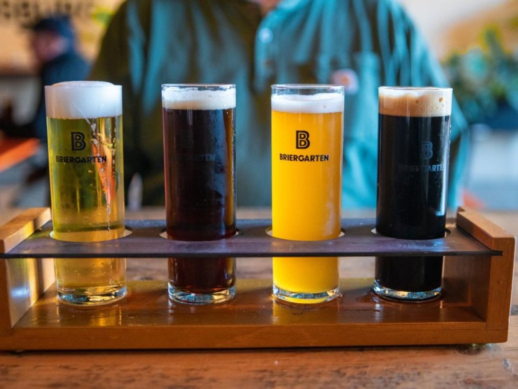 Craft beer flight at the Briergarten in Lewisburg, WV.